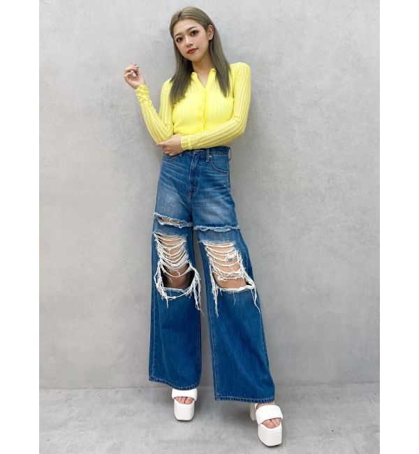 GYDA「シアーニットポロトップス」|ニット・セーター|