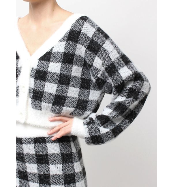 GYDA「CHECK shaggyニットカーディガン」|カーディガン|