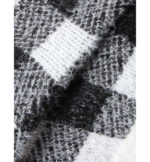 GYDA「CHECK shaggyニットカーディガン」|カーディガン|