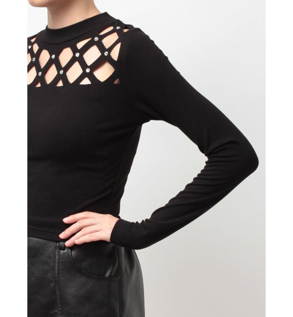 GYDA「latticeカット bijouトップス」|Tシャツ・カットソー|