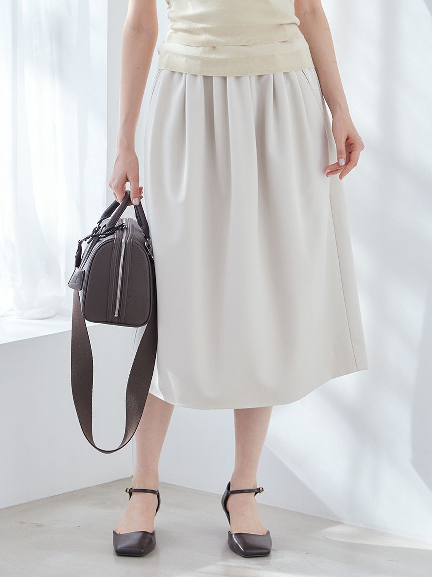 Mila Owen「ウエストゴムランダムタックミディスカート」|スカート|IVR