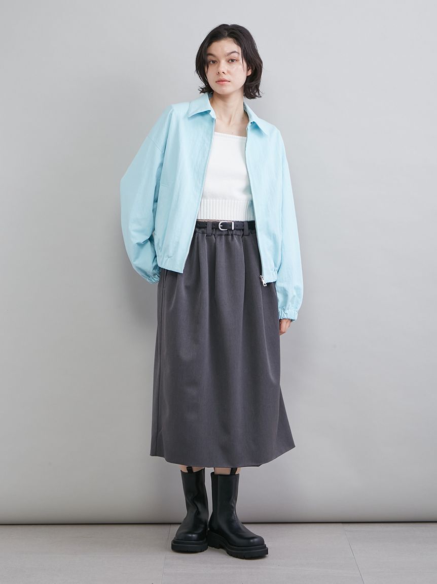 Mila Owen「ウエストゴムランダムタックミディスカート」|スカート|