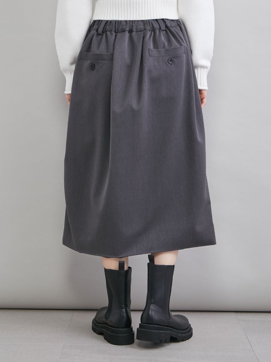 Mila Owen「ウエストゴムランダムタックミディスカート」|スカート|