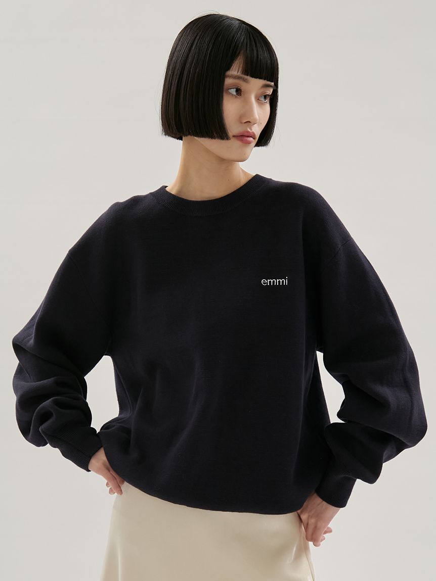 emmi atelier「emmiロゴミラノリブトップス」|ニット・セーター|NVY