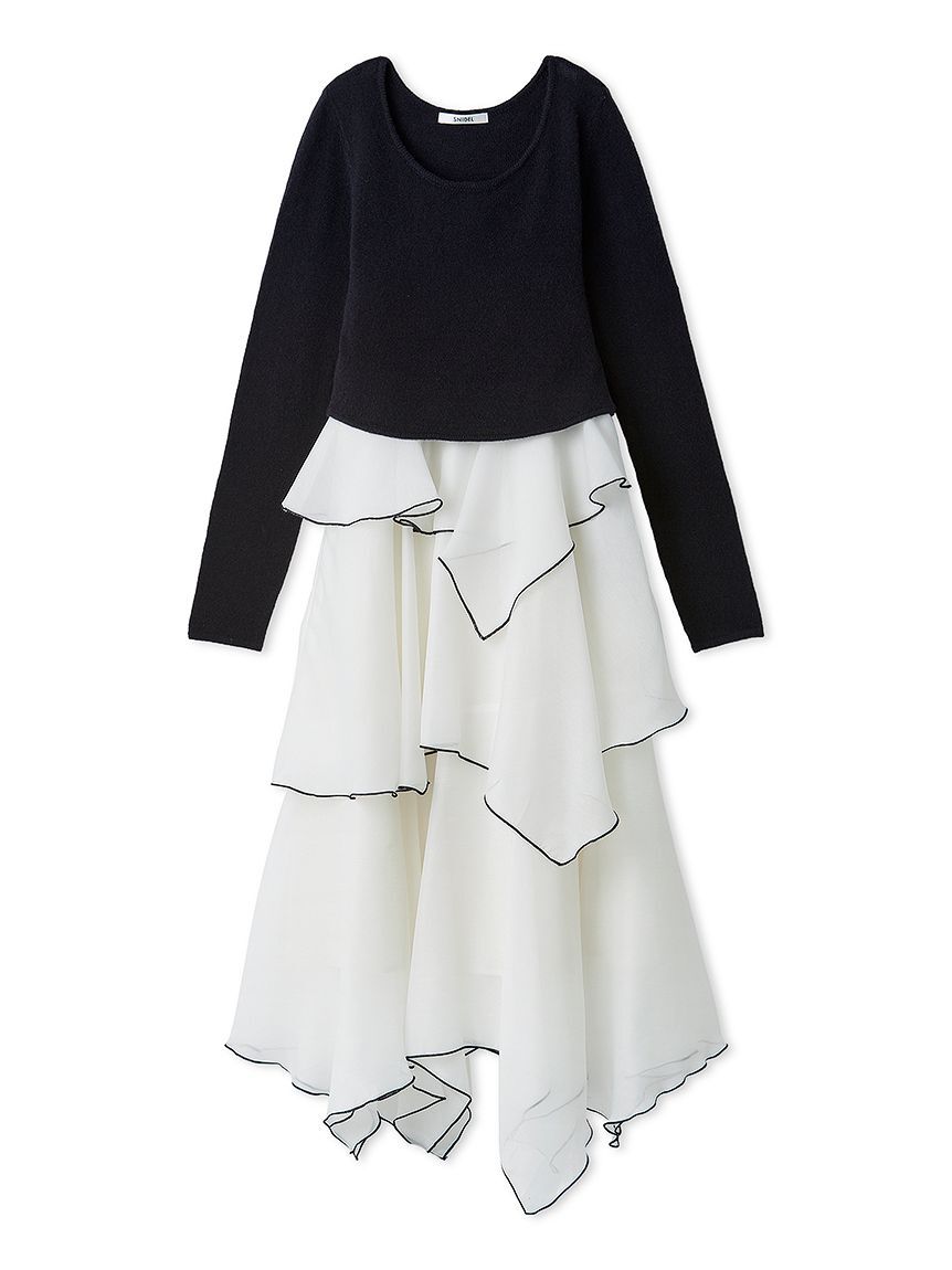 SNIDEL「シアーイレヘムニットコンビワンピース」|ワンピース|