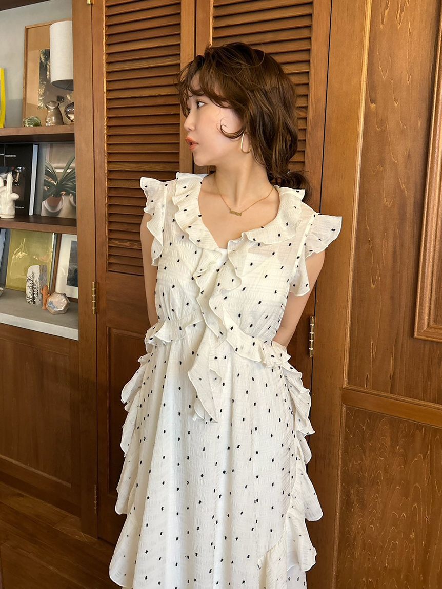 LILY BROWN「ラッフルフリルフレアワンピース」|ワンピース|