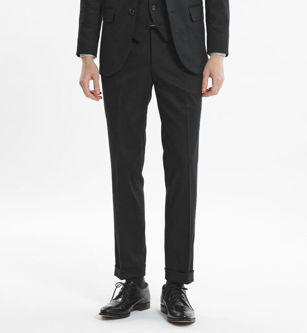 MACKINTOSH PHILOSOPHY「【24年秋冬モデル】トロッター トラウザーズ #000（ナンバーゼロ）バーズアイストレッチ　リサイクル」|スラックス|ブラック