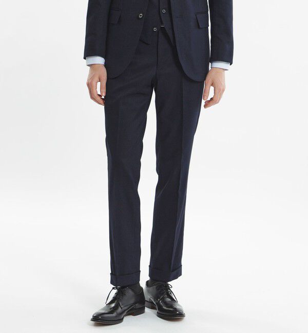 MACKINTOSH PHILOSOPHY「【24年秋冬モデル】トロッター トラウザーズ #000（ナンバーゼロ）バーズアイストレッチ　リサイクル」|スラックス|ネイビー