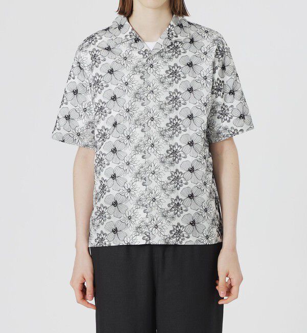  「フラワーエンブロイダリーオープンカラーショートスリーブシャツ」|シャツ・ブラウス|