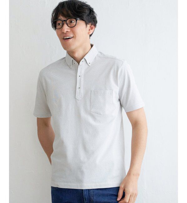 IKKA LOUNGE「【吸水速乾／イージーケア】アーバンドライボタンダウンポロシャツ」|Tシャツ・カットソー|ホワイト