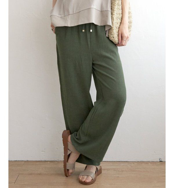 ikka「イージーワイドパンツ」|その他|ダークグリーン