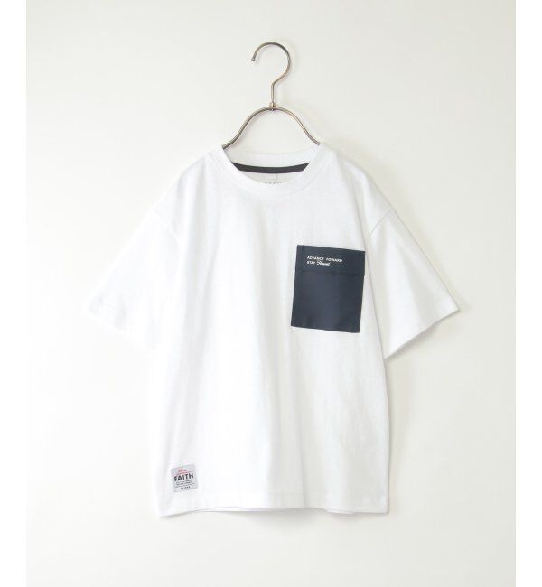 ikka kids「異素材ポケロゴプリントT（120~160cm）」|Tシャツ・カットソー|オフホワイト