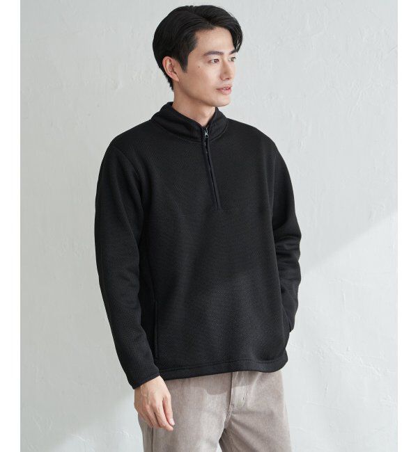 ikka「ツイルジャカード裏起毛ハーフジッププルオーバー」|パーカー|