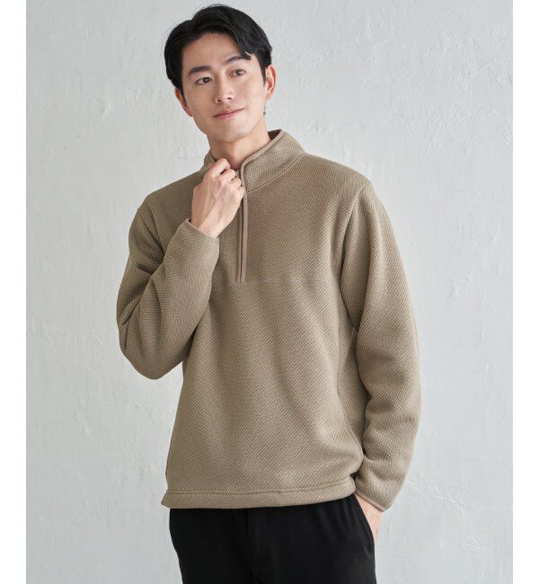 ikka「ツイルジャカード裏起毛ハーフジッププルオーバー」|パーカー|