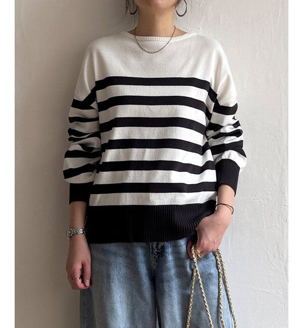 Lbc with Life「コットンPドロップショルダーニット」|カーディガン|