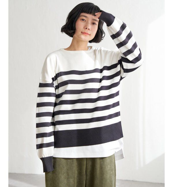 Lbc with Life「コットンPドロップショルダーニット」|カーディガン|