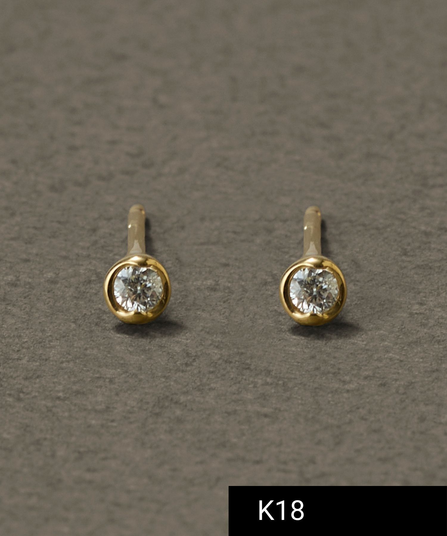 JUPITER「【K18】ベーシックダイヤモンドピアス/金属アレルギー対応」|ピアス|ゴールド