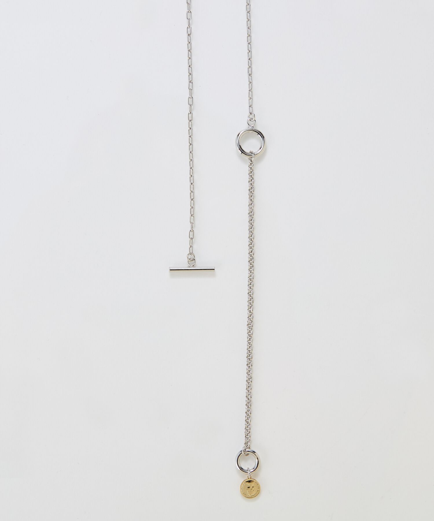  「【金属アレルギー対応】Y字マルチwayロングコインチェーンネックレス　シルバー」|ネックレス|