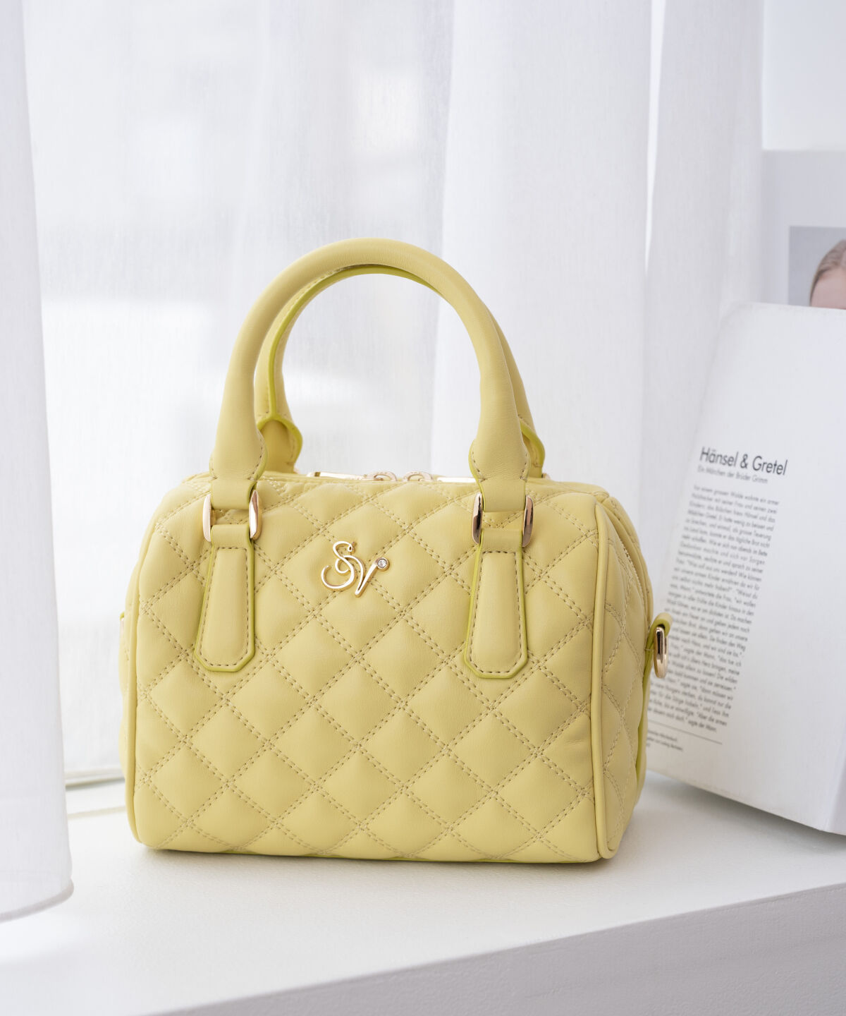 Samantha Vega「ダブルステッチダイヤキルトハンドバッグ」|ハンドバッグ|