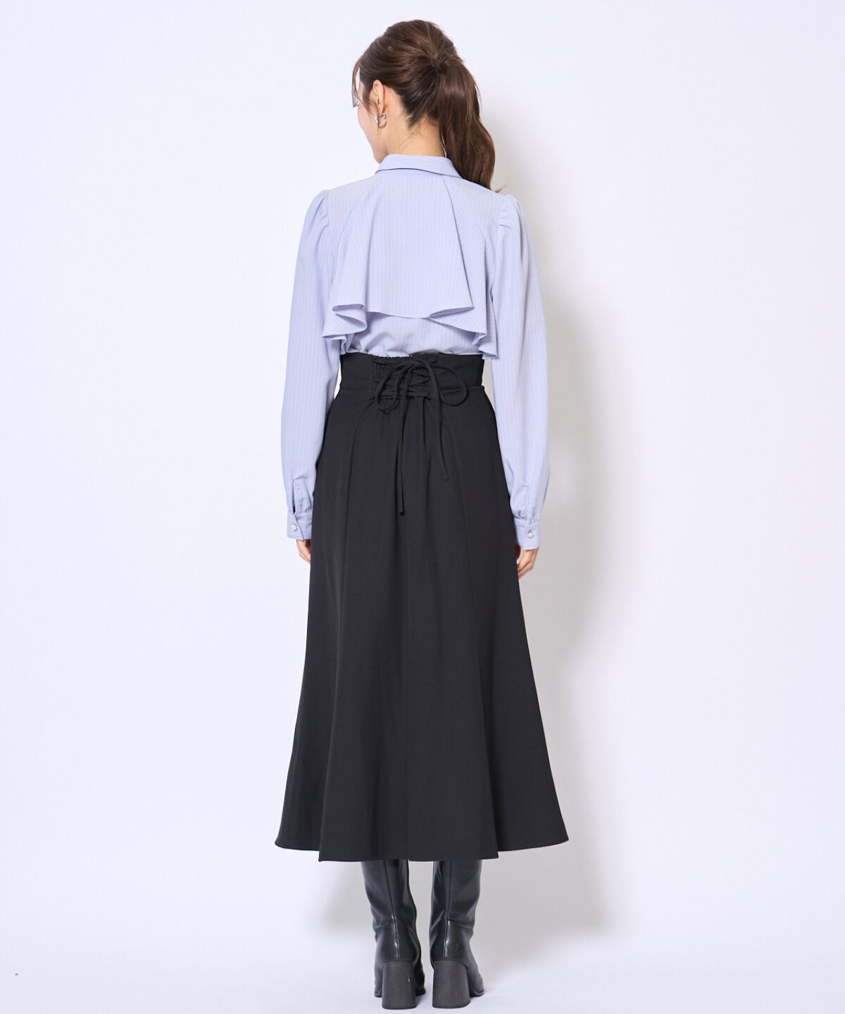 アンドクチュール「ビジューボタンフリルケープ長袖ブラウス」|シャツ・ブラウス|