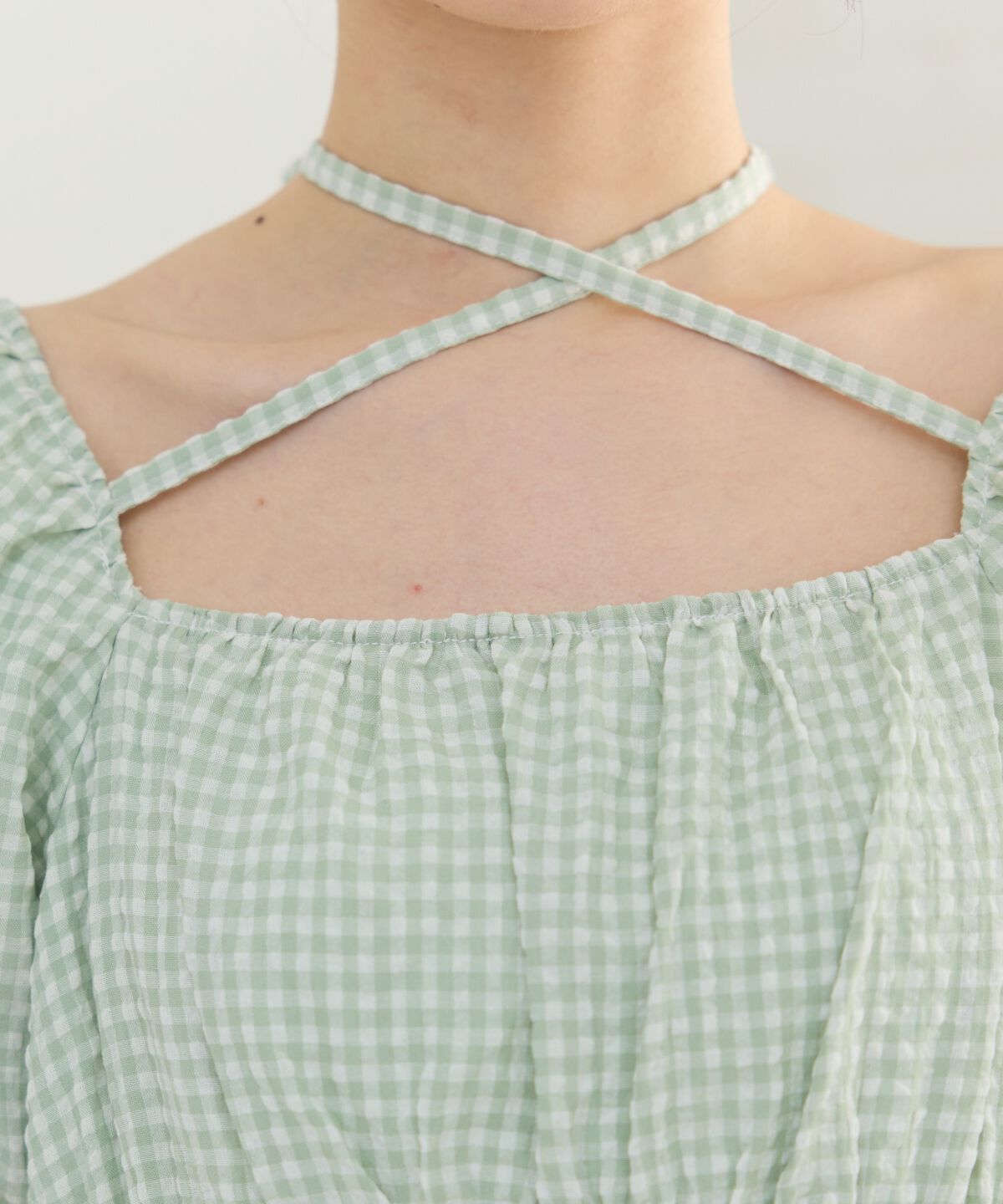 REDYAZEL「クロスリボンギンガムチェックマーメイドワンピース」|ワンピース|