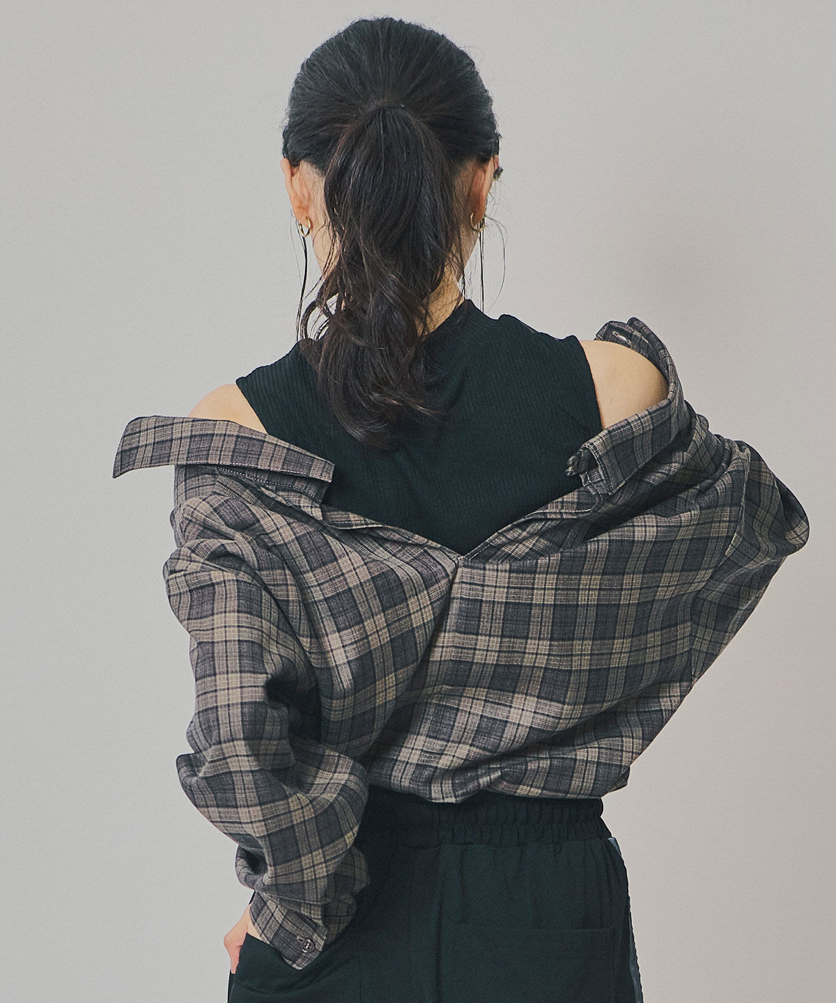 REDYAZEL「マルチウェイオフショルチェックシャツ&times;タンクトップ」|シャツ・ブラウス|