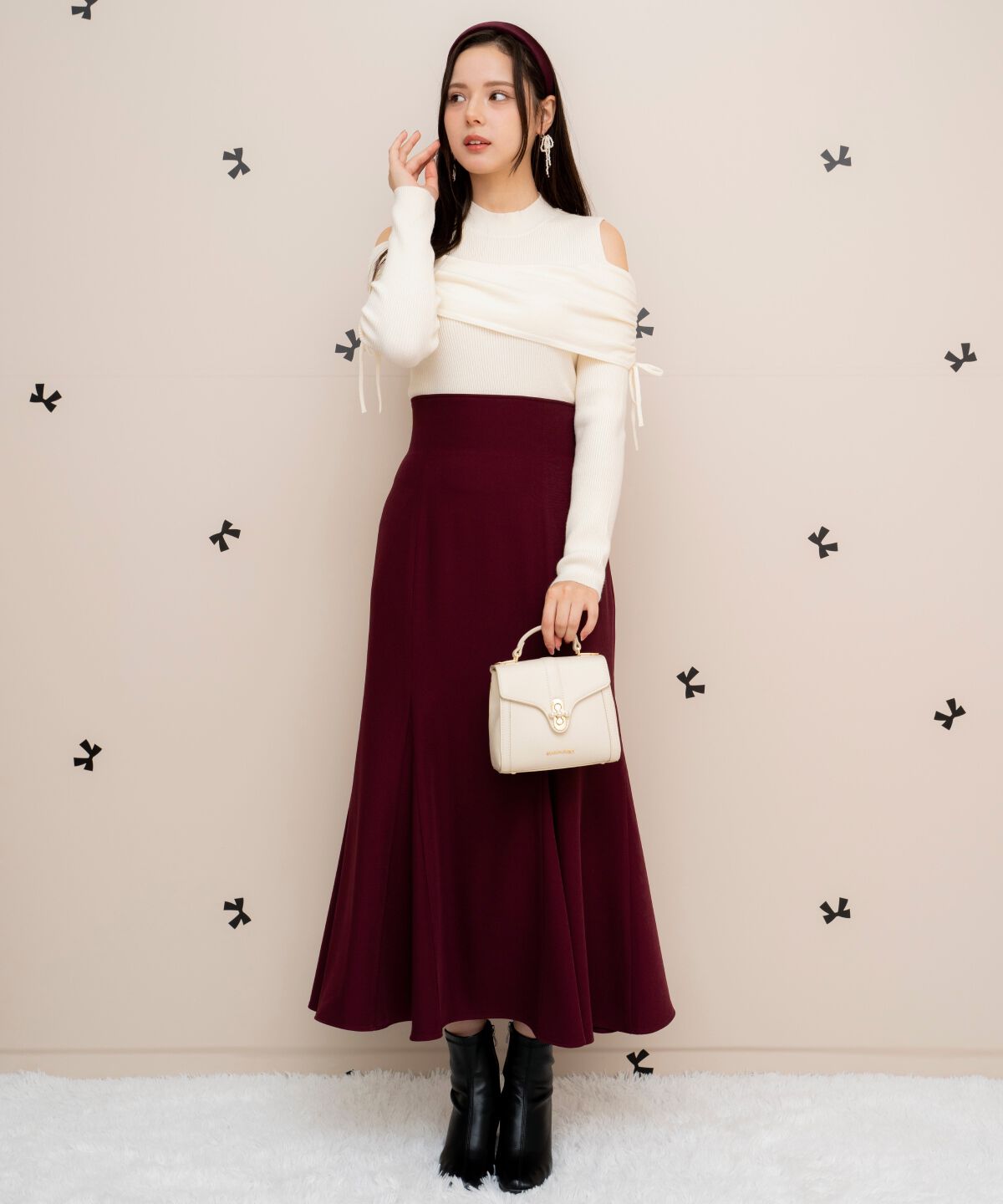 WILLSELECTION「ギャザーリボンオフショルニット」|ニット・セーター|