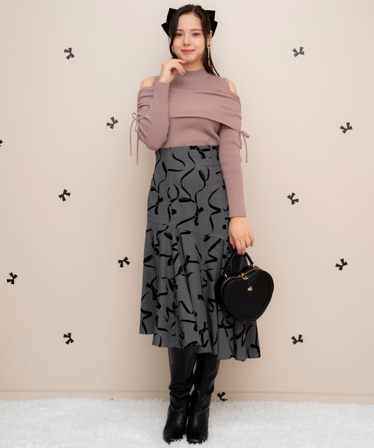 WILLSELECTION「ギャザーリボンオフショルニット」|ニット・セーター|