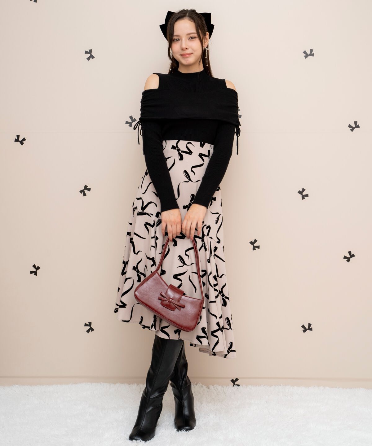 WILLSELECTION「ギャザーリボンオフショルニット」|ニット・セーター|