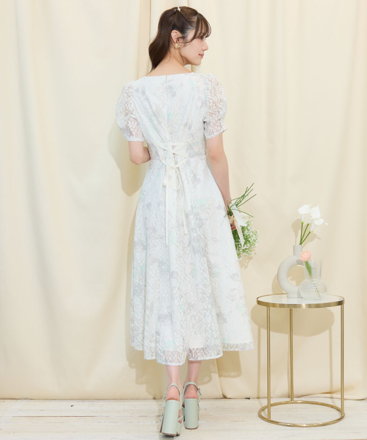 WILLSELECTION「ニュアンスフラワーレースプリントワンピース」|ワンピース|