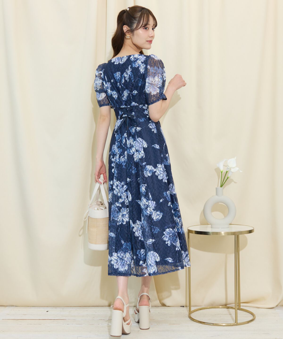 WILLSELECTION「ニュアンスフラワーレースプリントワンピース」|ワンピース|