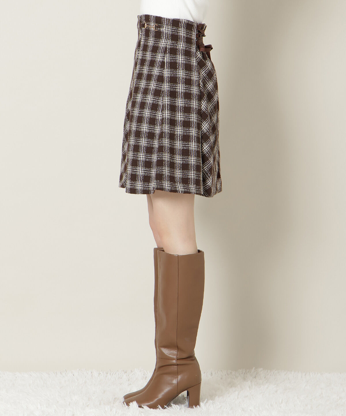 WILLSELECTION「ビットデザインツイードミニスカート」|フレア|