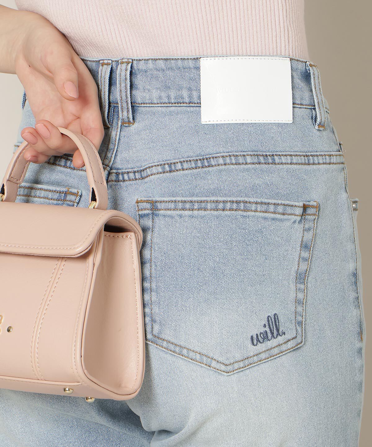 WILLSELECTION「ロゴ刺繍セミフレアデニムパンツ」|デニム|