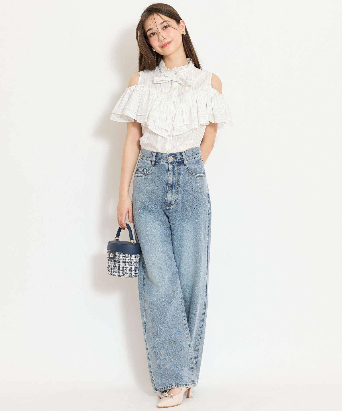 WILLSELECTION「スタンドフリル２WAYスリーブブラウス」|シャツ・ブラウス|