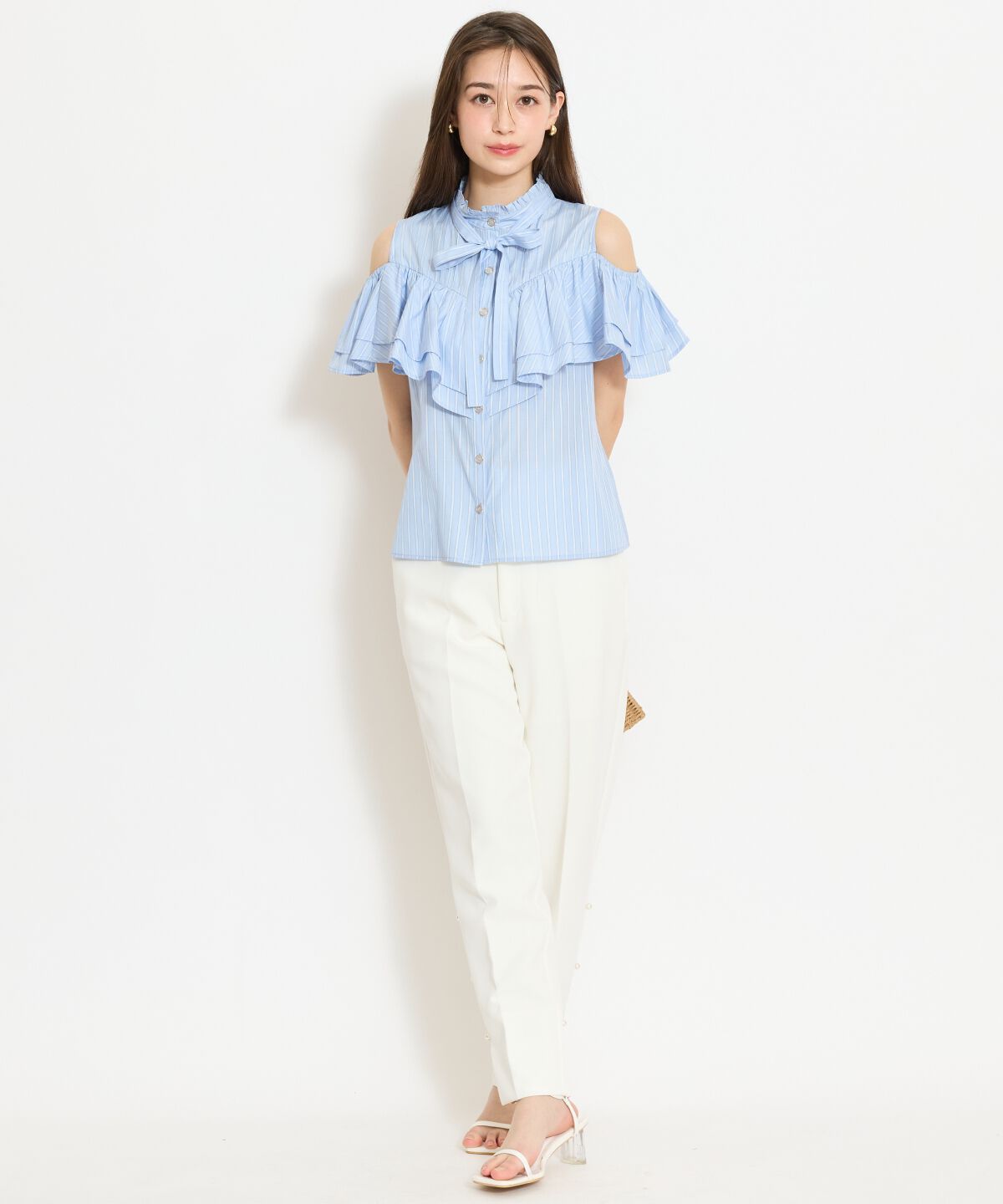 WILLSELECTION「スタンドフリル２WAYスリーブブラウス」|シャツ・ブラウス|