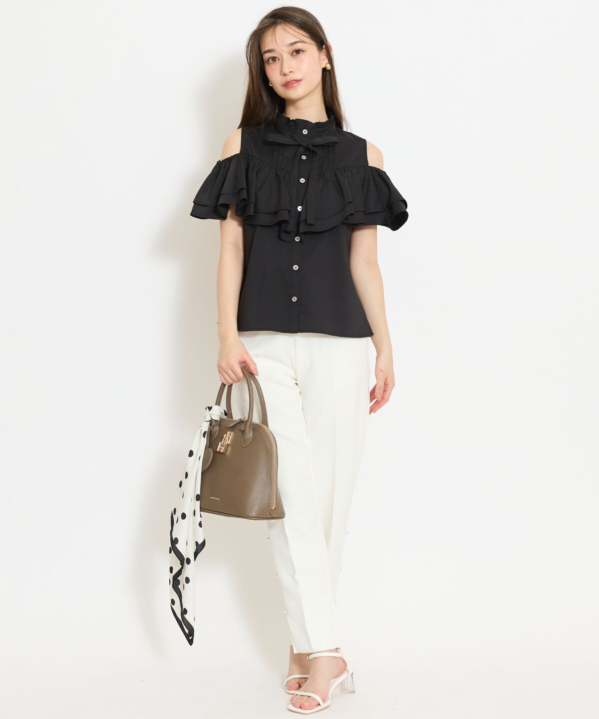 WILLSELECTION「スタンドフリル２WAYスリーブブラウス」|シャツ・ブラウス|