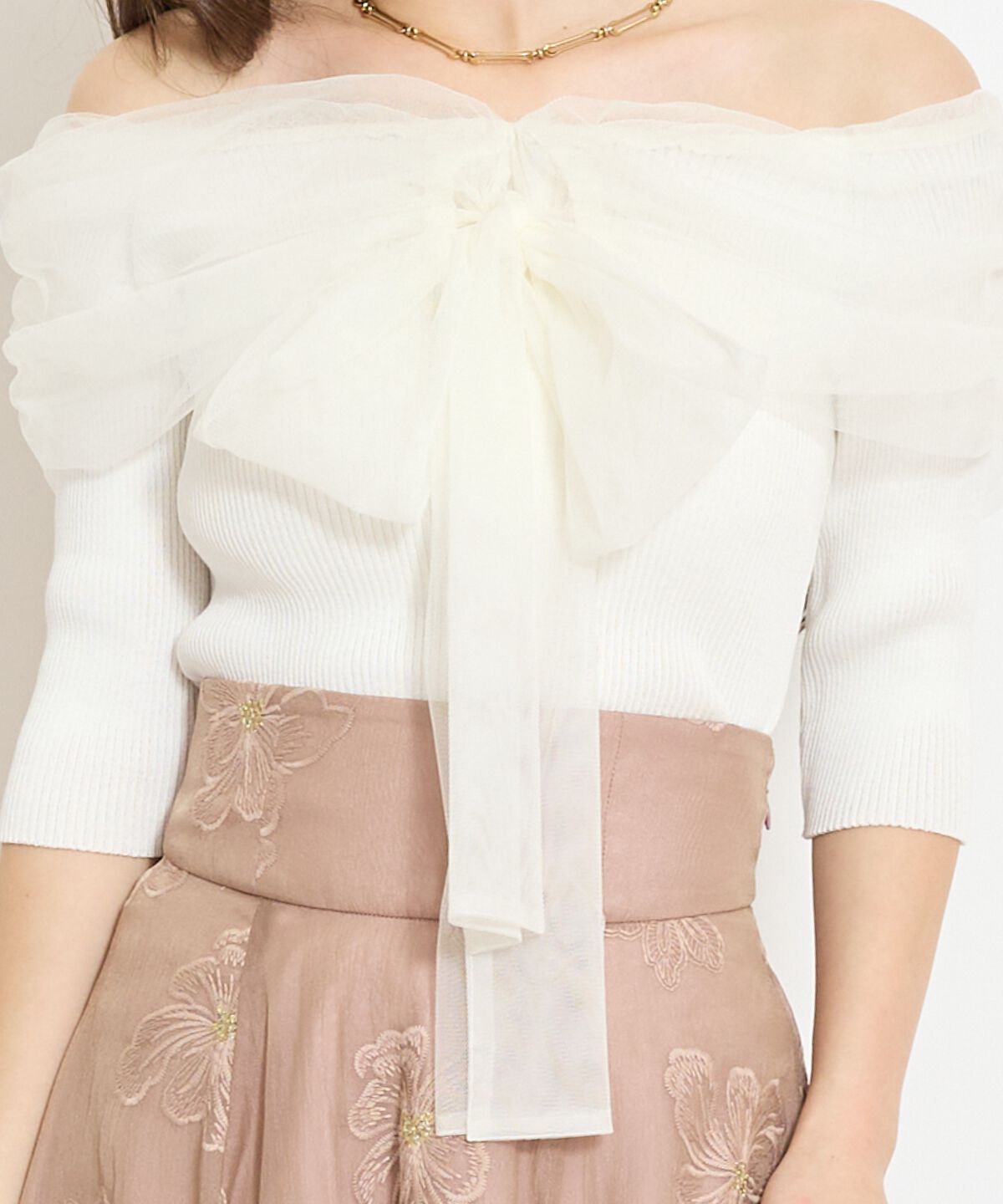 WILLSELECTION「リボンチュールレイヤードリブニット」|ニット・セーター|