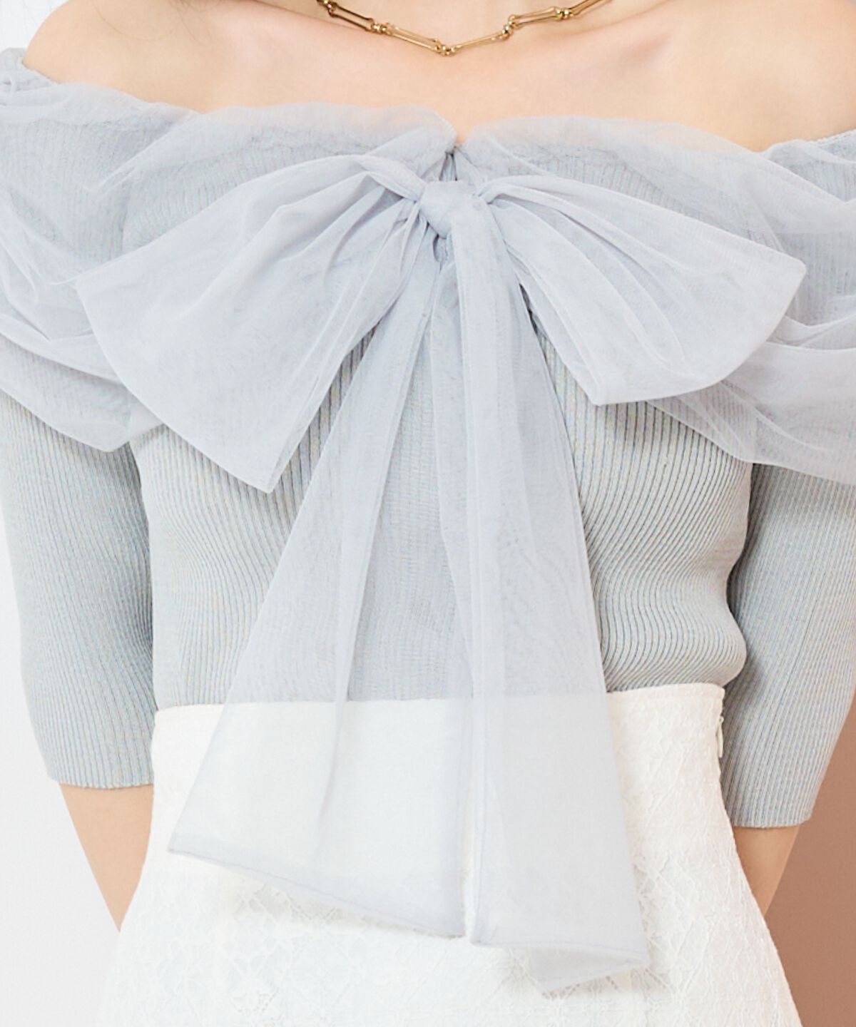 WILLSELECTION「リボンチュールレイヤードリブニット」|ニット・セーター|