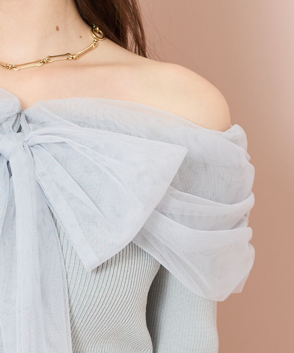 WILLSELECTION「リボンチュールレイヤードリブニット」|ニット・セーター|