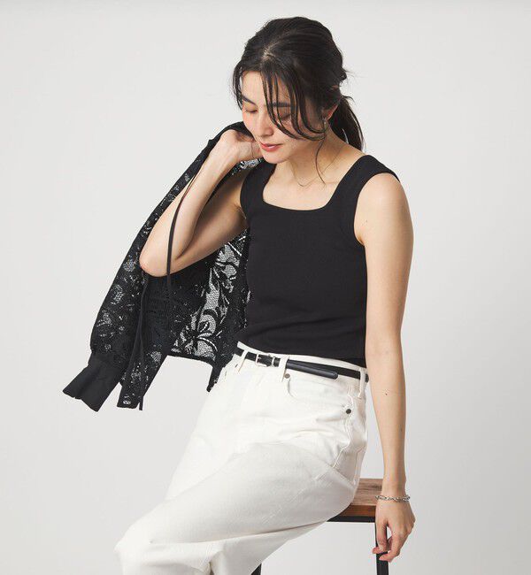 UNITED ARROWS green label relaxing「デコルテ フライス タンクトップ 抗菌」|タンクトップ|BLACK