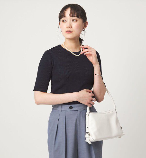 UNITED ARROWS green label relaxing「リブ エリレース 2WAY 5分袖 ニット プルオーバー」|ニット・セーター|