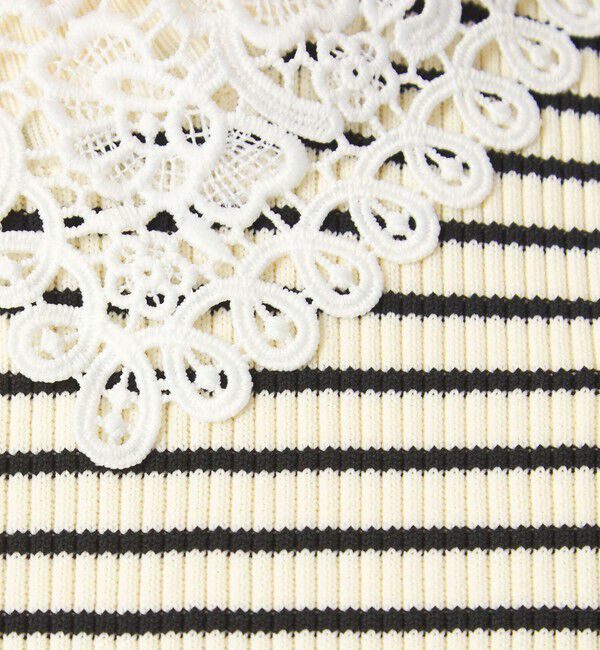 UNITED ARROWS green label relaxing「リブ エリレース 2WAY 5分袖 ニット プルオーバー」|ニット・セーター|