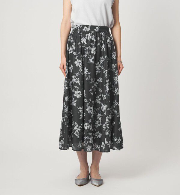 UNITED ARROWS green label relaxing「フラワー プリント スカート」|フレア|