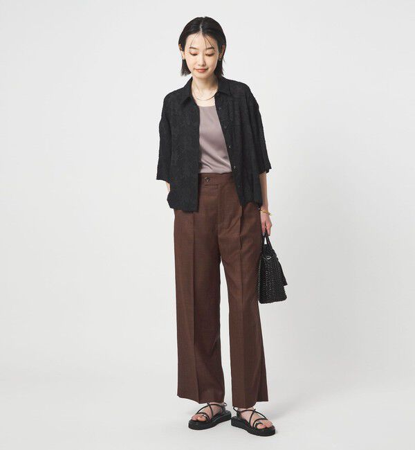 UNITED ARROWS green label relaxing「［size SHORT/TALLあり］ライト リネンライク ストレート パンツ UVカット 通気性」|スラックス|