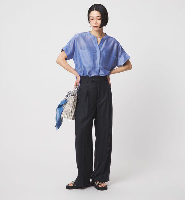 UNITED ARROWS green label relaxing「［size SHORT/TALLあり］ライト リネンライク ストレート パンツ UVカット 通気性」|スラックス|