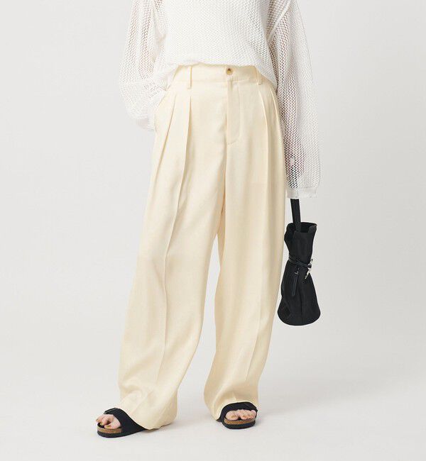 BEAUTY&YOUTH UNITED ARROWS「ポリエステル ドレープ 2タック ワイドパンツ ウォッシャブル」|チノ|