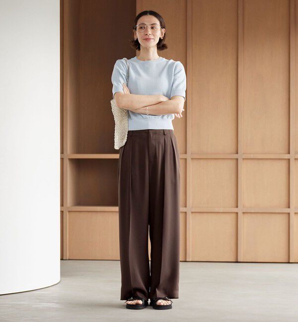 BEAUTY&YOUTH UNITED ARROWS「ポリエステル ドレープ 2タック ワイドパンツ ウォッシャブル」|チノ|