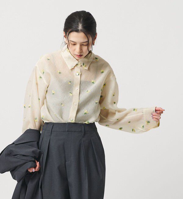 BEAUTY&YOUTH UNITED ARROWS「フラワーモチーフ ジャガード シャツ ウォッシャブル」|シャツ・ブラウス|