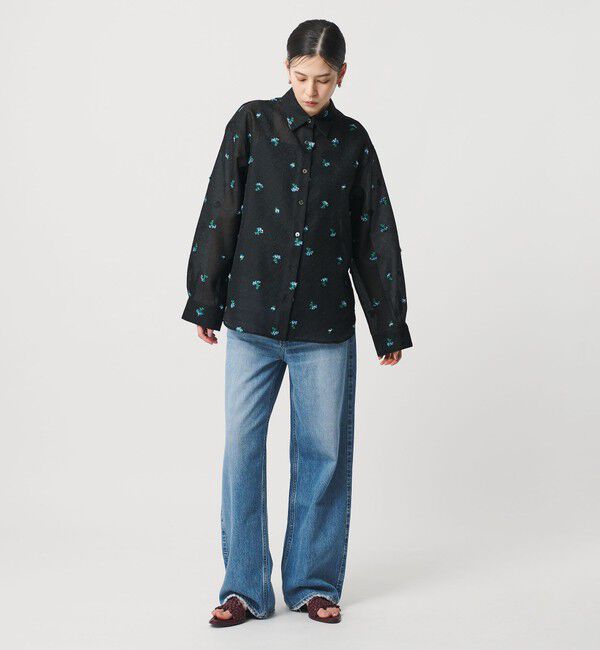 BEAUTY&YOUTH UNITED ARROWS「フラワーモチーフ ジャガード シャツ ウォッシャブル」|シャツ・ブラウス|