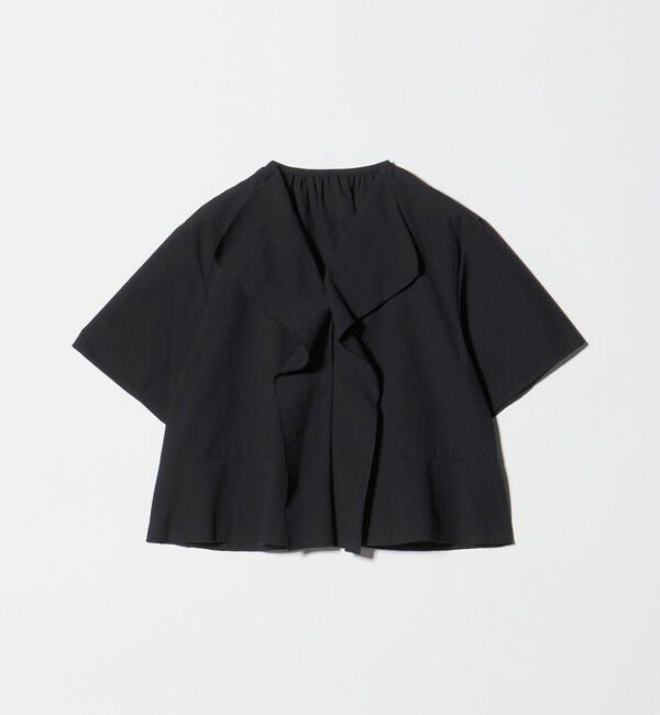 BEAUTY&YOUTH UNITED ARROWS「ソリッド&ストライプ ラッフル シャツブラウス ウォッシャブル」|シャツ・ブラウス|BLACK